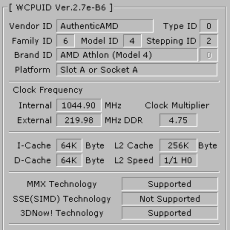 WCPUID Athlon 950 übertaktet