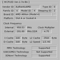 WCPUID Athlon 950 Thunderbird