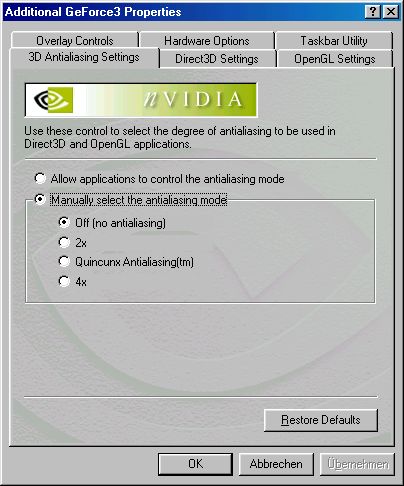 3D Antialiasing Settings