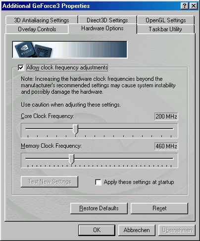 GeForce3 Overclocking