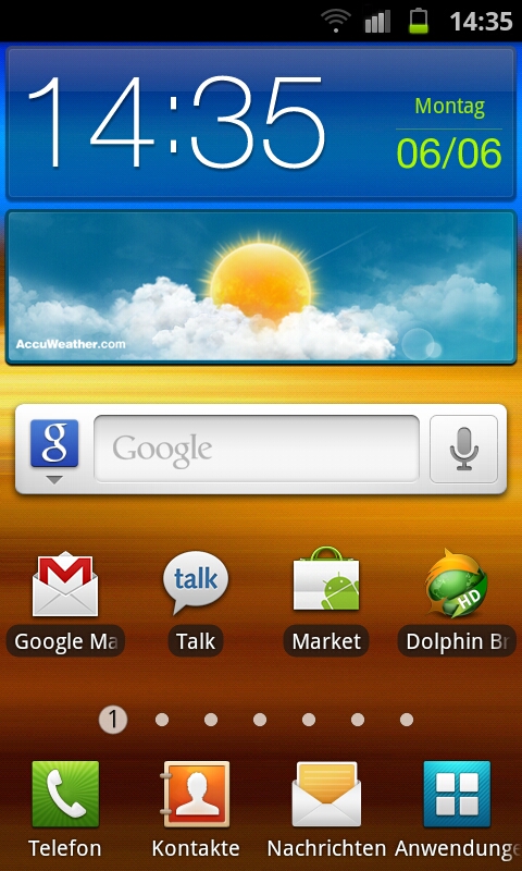 Home Screen des Samsung Galaxy S II