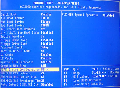 BIOS: RAM-Einstellungen ECS K7S5A
