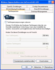 PixelView GeForce4 MX420 Taktraten