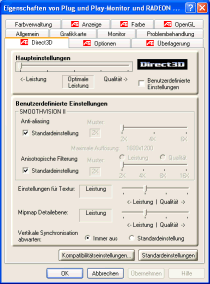 Direct3D Einstellungen