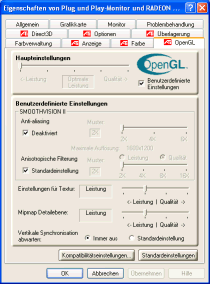 OpenGL Einstellungen