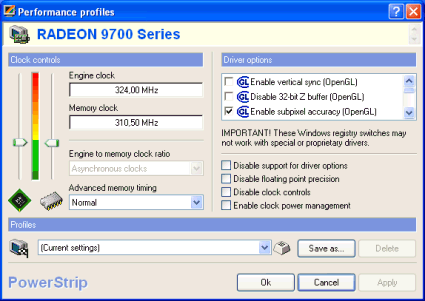 PowerStrip Performance Informationen