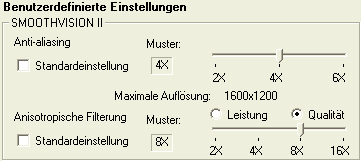 Einstellungen der Bildqualität einer Radeon 9500 oder 9700 (Pro)