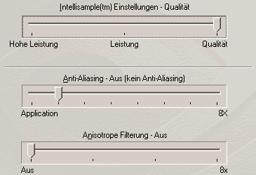 Einstellungen der Bildqualität einer GeForce FX5600 mit Detonator FX