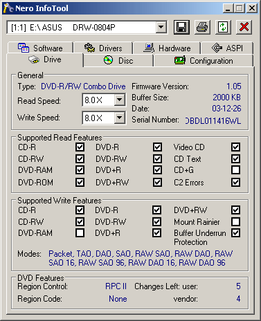 ASUS DRW-0804P Info