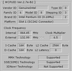 CPU Infos intel PIII 866
