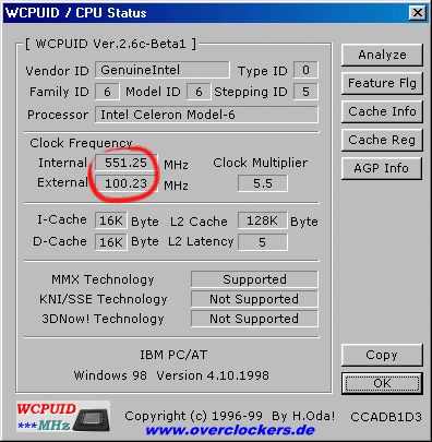 CPU ID des Celeron 366@550
