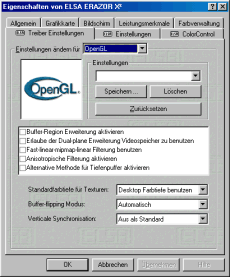 OpenGL Einstellungen