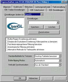 OpenGL Einstellungen