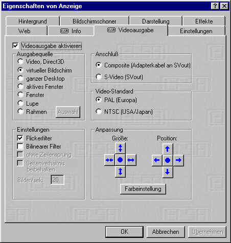 Video-Out Einstellungen