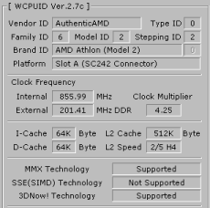 CPU Infos Athlon 850