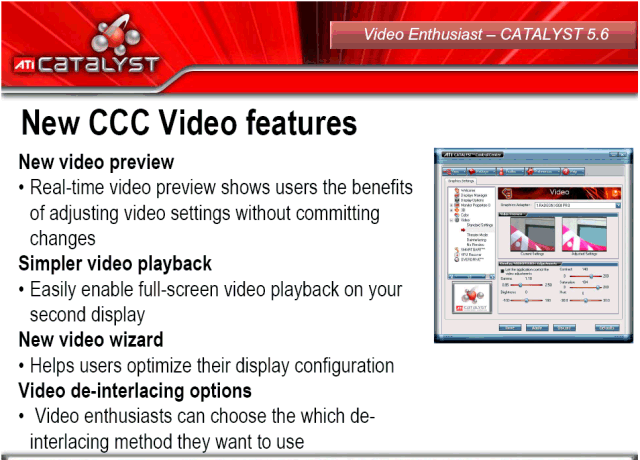 Catalyst Control Center Video Features