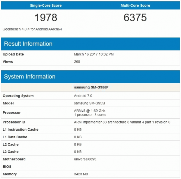 Geekbench SM-G955F