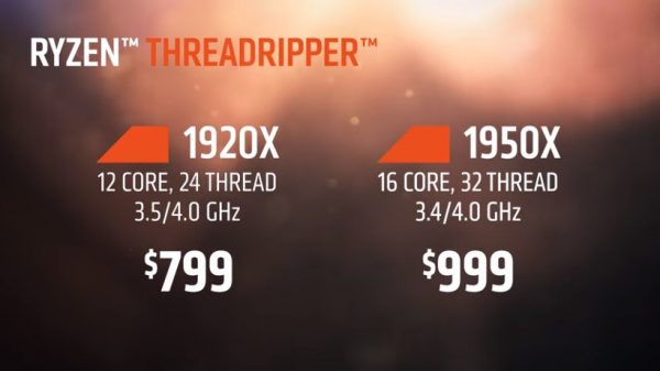 AMD Video Threadripper 1920X vs 1950X