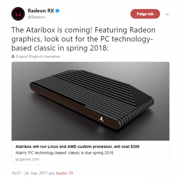 Ataribox Twitter Radeon RX