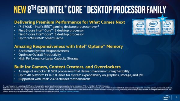 Core 8th Gen Desktop CPU family