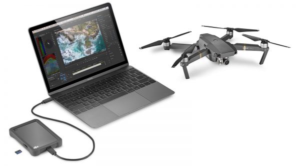 Seagate Fly Drive with notebook and drone