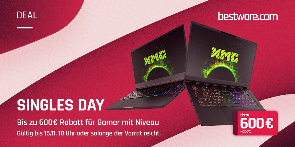Singles Day auf mit bis zu 600 Euro Rabatt auf XMG Gaming