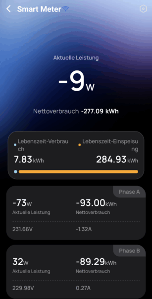 Ecoflow App - Smart Meter Detailansicht
