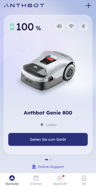 Anthbot Genie 800 - App Startanzeige